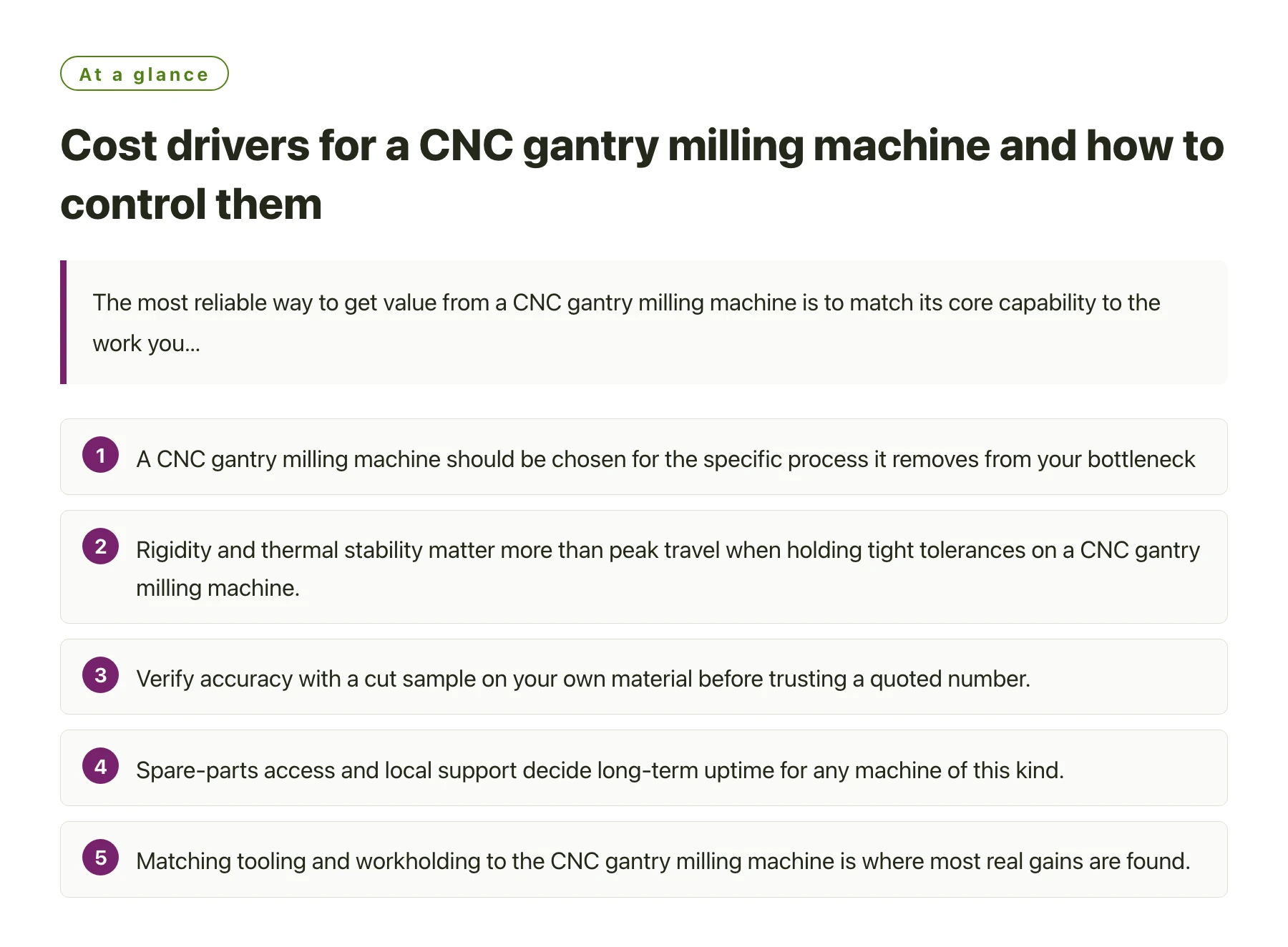 Cost drivers for a CNC gantry milling machine and how to control them——全文要点速览