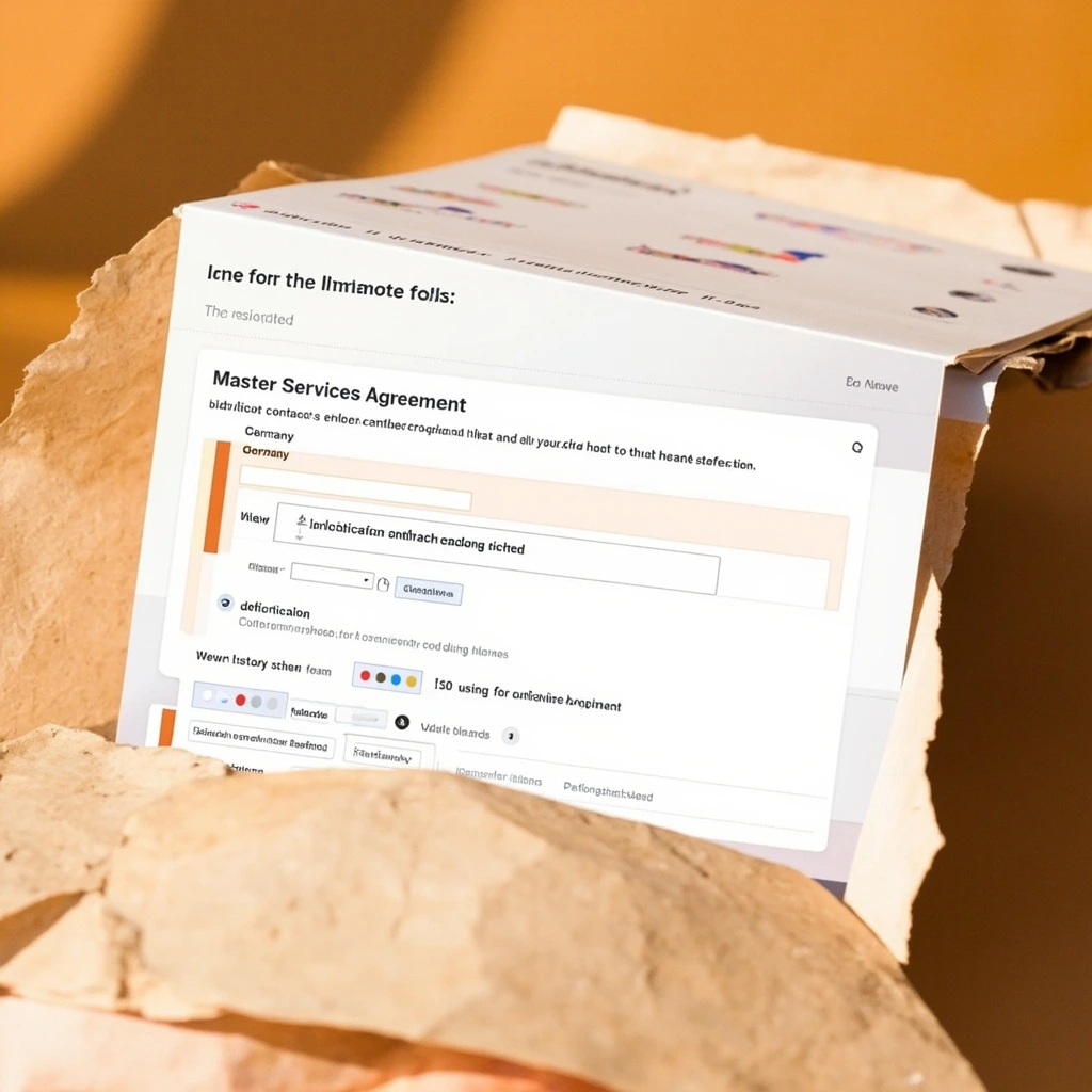 GigWam contract editor showing an EU Master Services Agreement with automated IP assignment